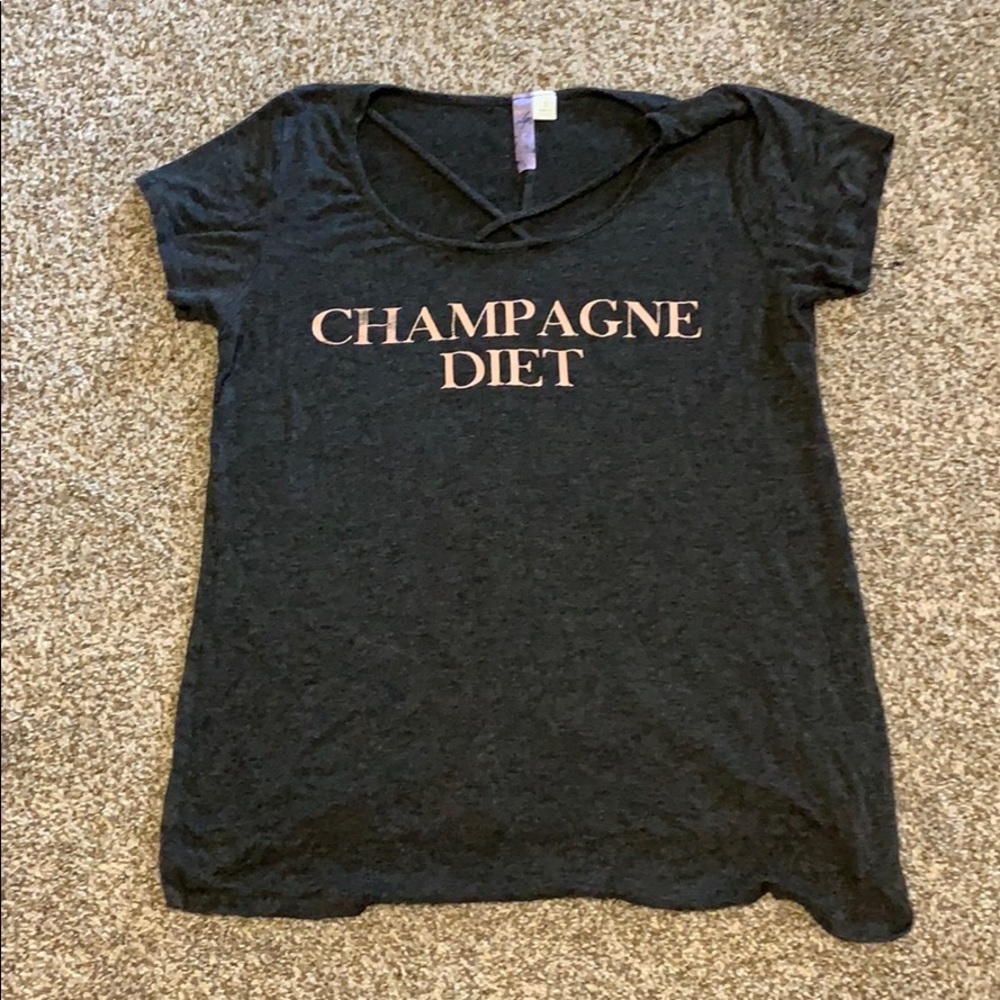 Champagne diet criss cross shirt